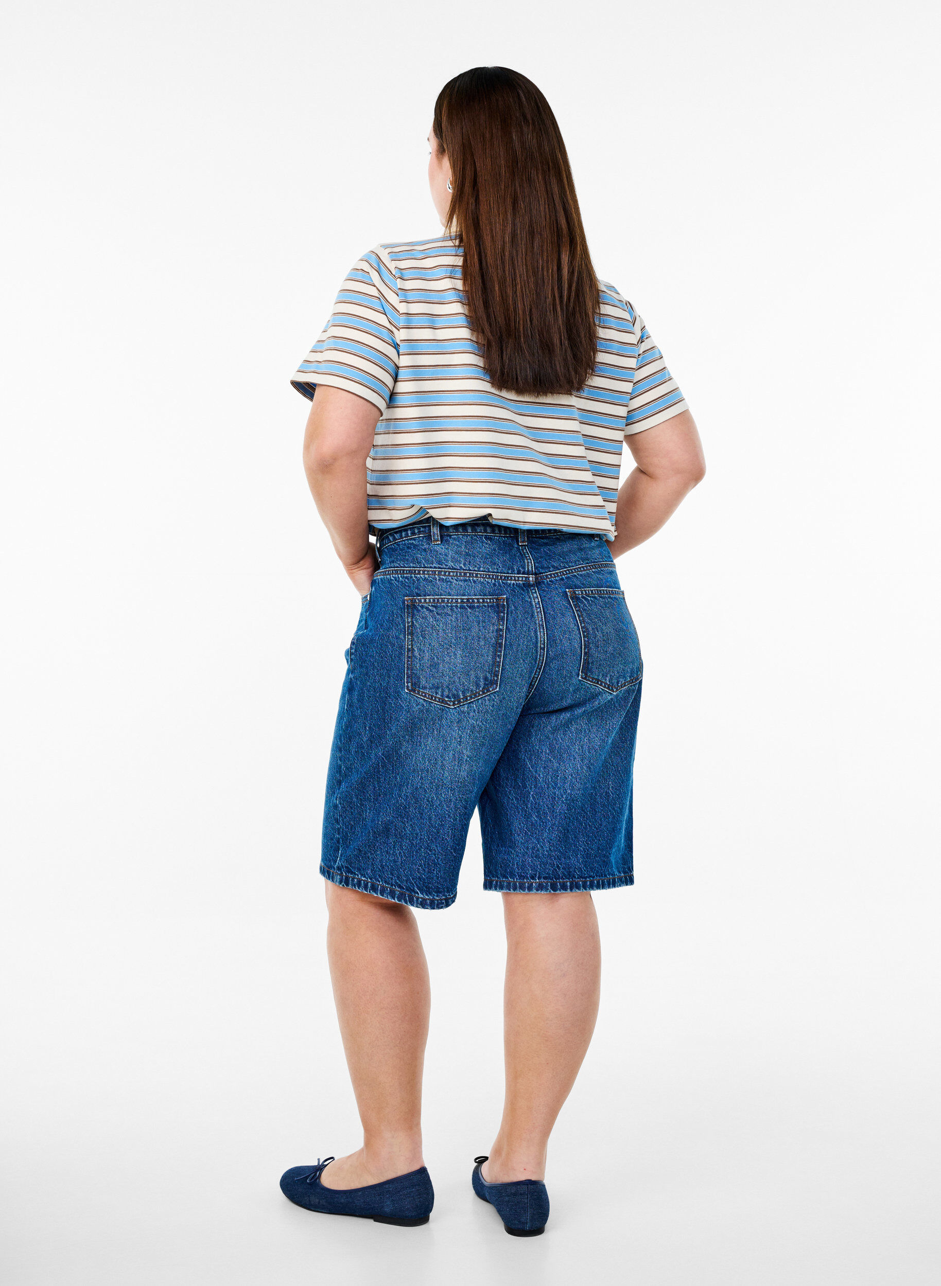 ZizziSlim fit -denimshortsit solmittavalla vy&ouml;ll&auml;, Sininen, Model image number 2