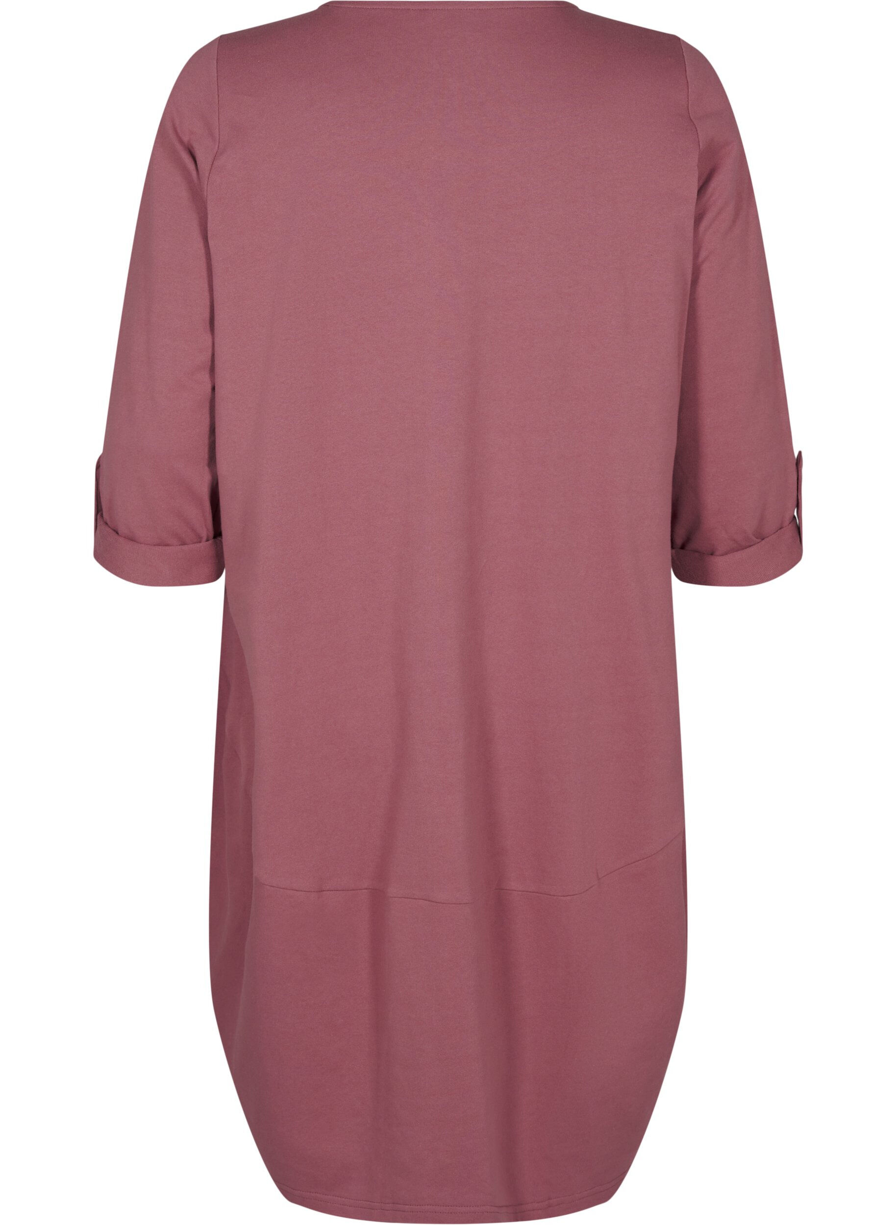 Zizzi Pallomainen puuvillamekko taskuilla, Vaaleanpunainen, Packshot image number 1