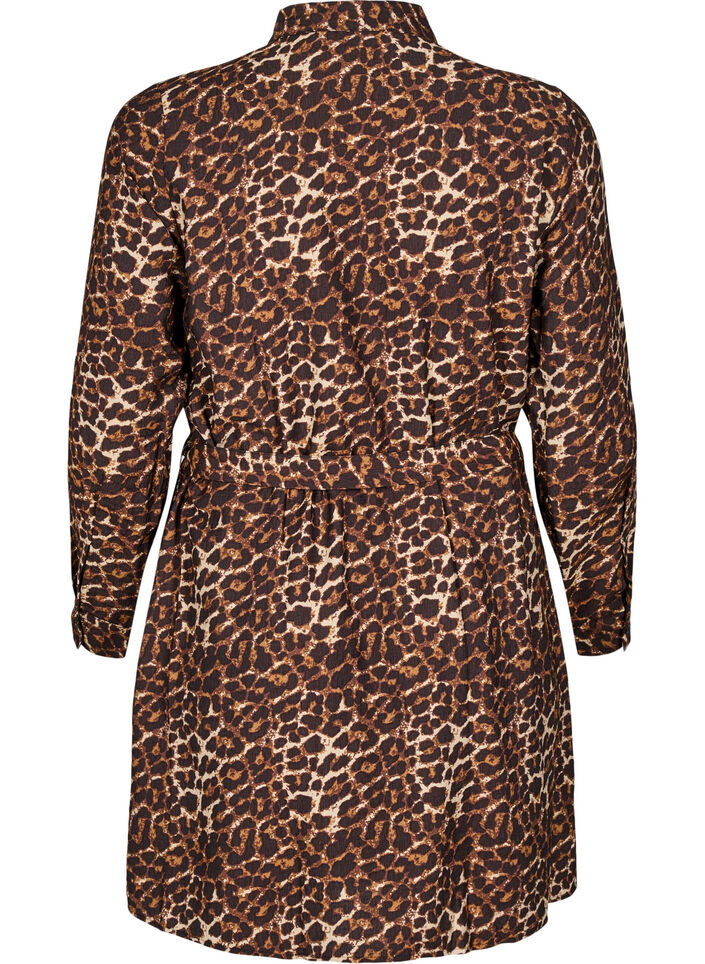 Paitamekko solmittavalla vyöllä ja pitkät hihat, Ruskea, Packshot image number 1