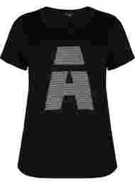 T-paita printillä treeniin , Black w. stripe A
