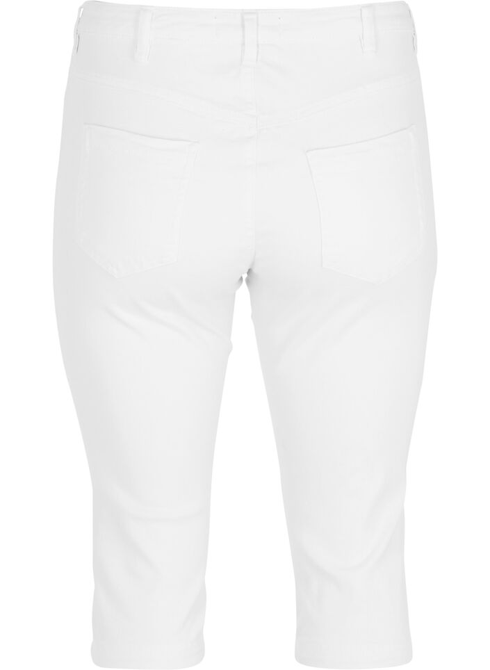 Korkeavy&ouml;t&auml;r&ouml;iset Amy-farkkucaprit super slim fit, Valkoinen, Packshot image number 1