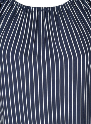 Raidallinen viskoosipusero lyhyillä hihoilla, Blue White stripe, Packshot image number 2