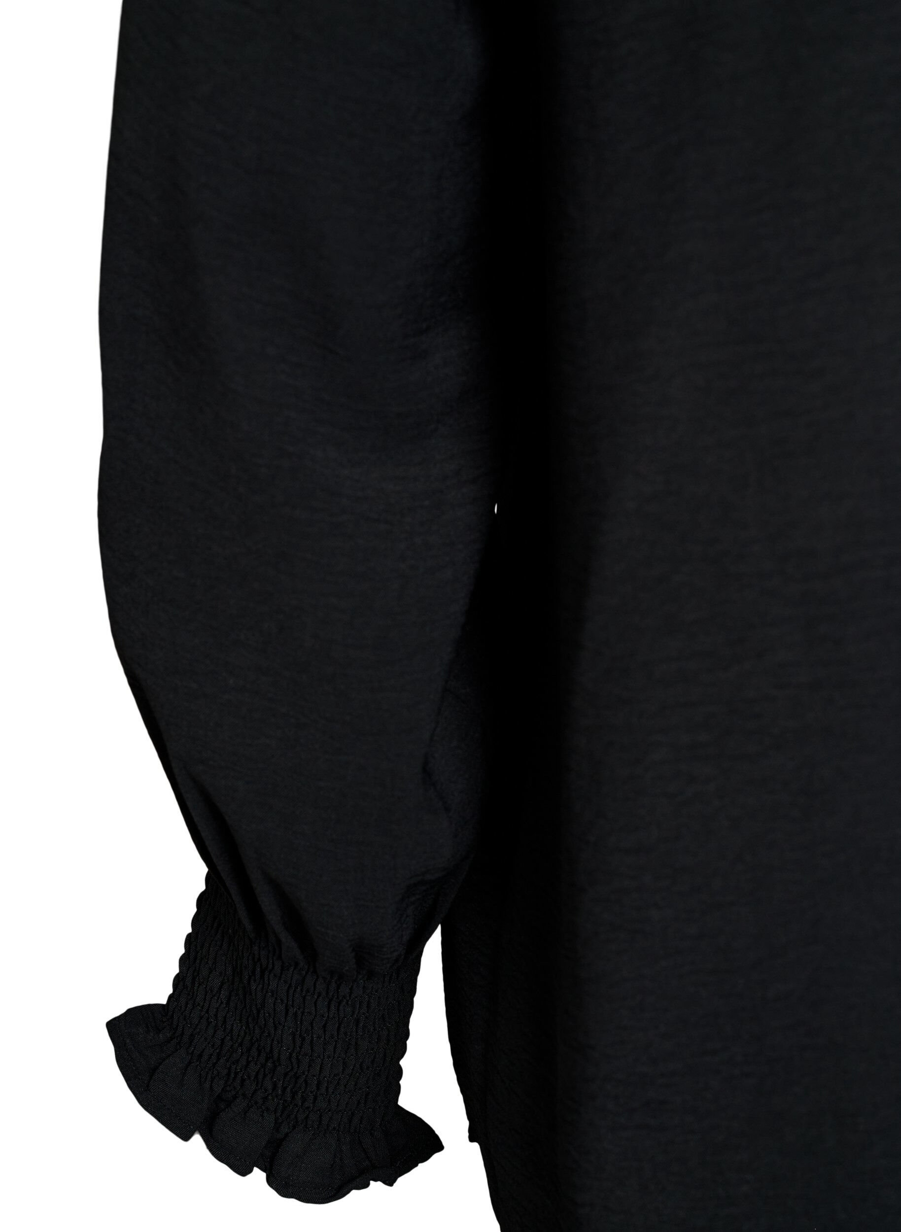 ZizziPusero smock-kalvosimilla ja v-p&auml;&auml;ntiell&auml;, Musta, Packshot image number 3