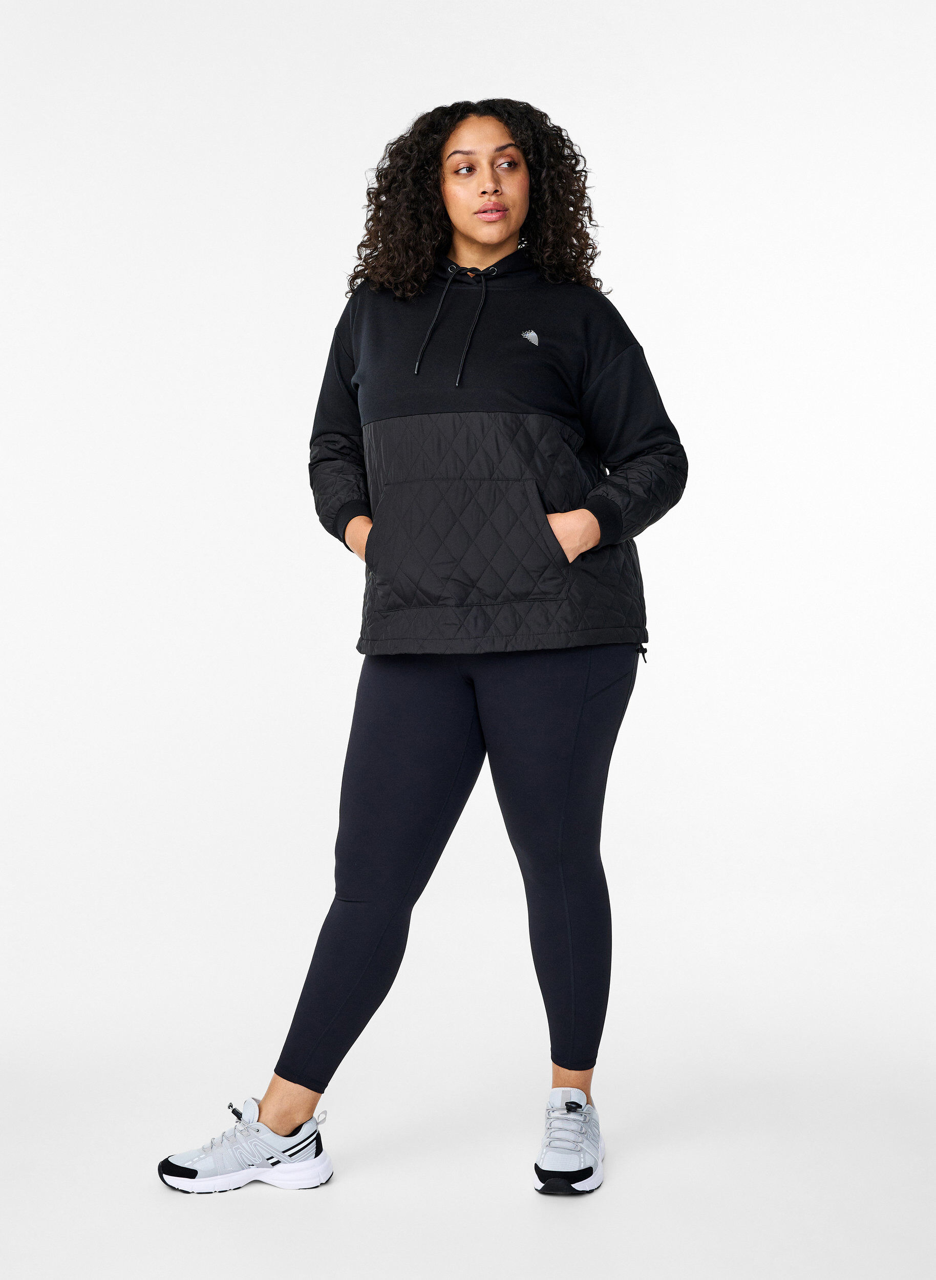 Zizzi Hupullinen ja tikattu collegepaita, Black, Model image number 3