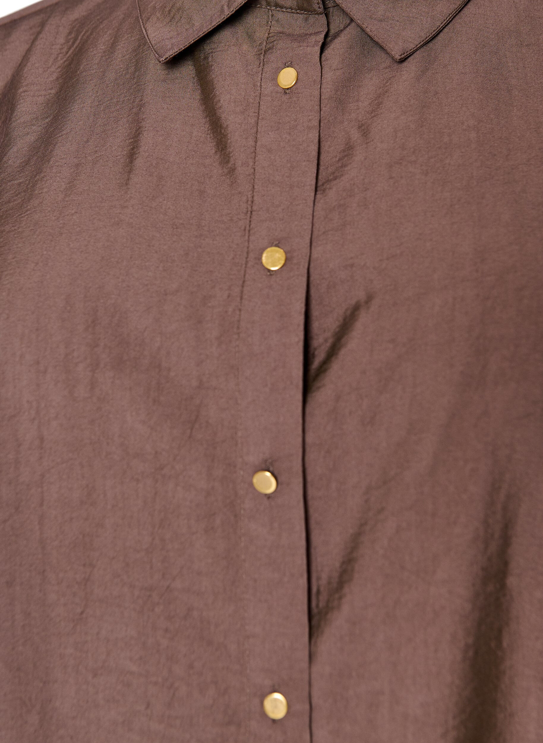 ZizziViskoosipaita kultaisilla napeilla, Ruskea, Packshot image number 2