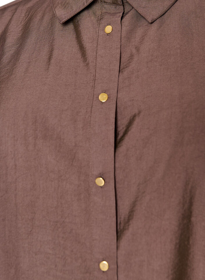 Viskoosipaita kultaisilla napeilla, Ruskea, Packshot image number 2