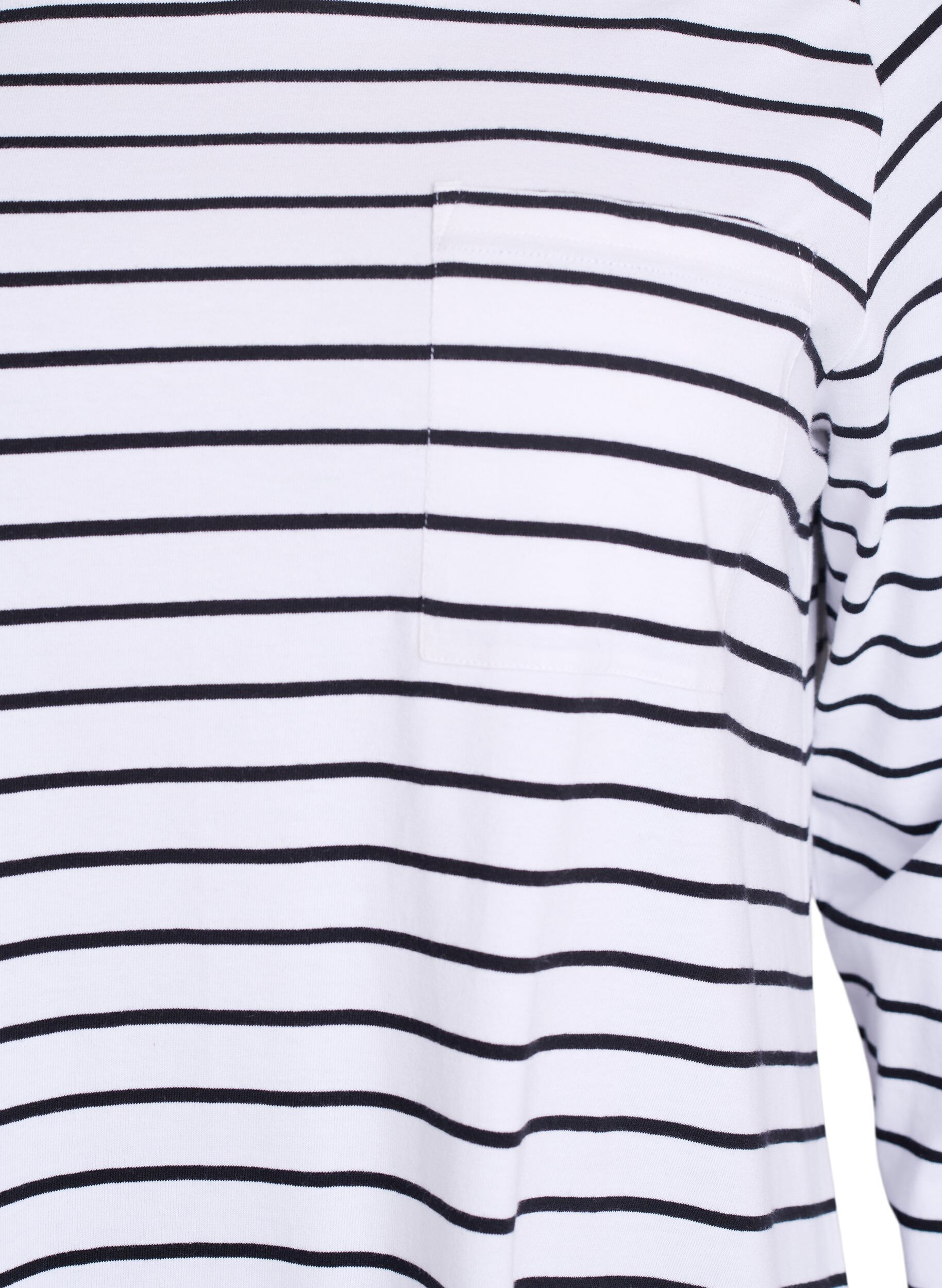 Zizzi Raidoitettu y&ouml;paita luomupuuvillasta, Valkoinen, Packshot image number 2