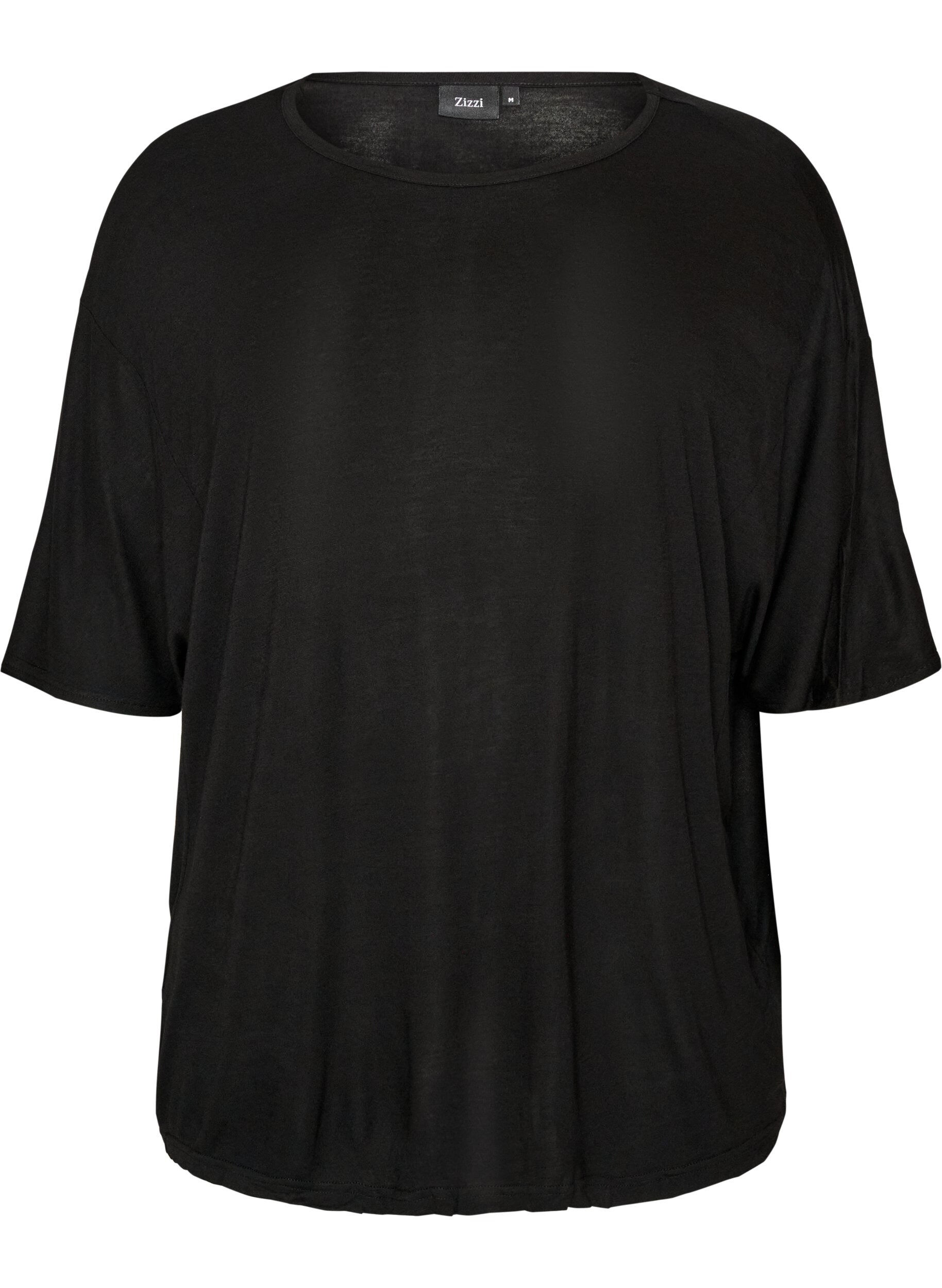 ZizziRento T-paita viskoosi-jerseyst&auml;, Musta, Packshot image number 0