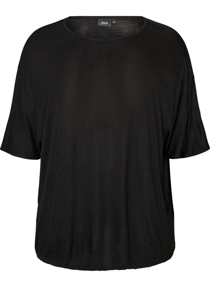 Rento T-paita viskoosi-jerseyst&auml;, Musta, Packshot image number 0