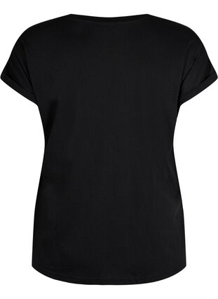 Lyhythihainen puuvillasekoitteinen T-paita, Black, Packshot image number 1