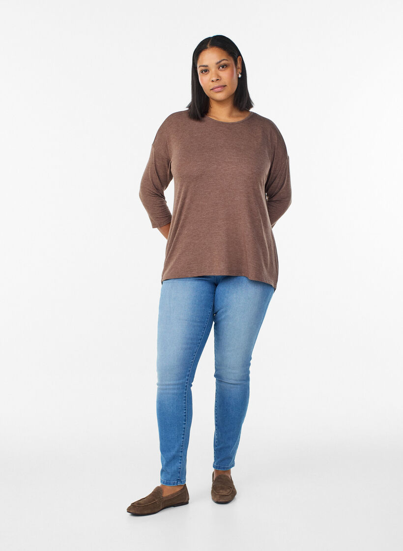 Jerseypusero 3/4-hihoilla, Ruskea, Model image number 1