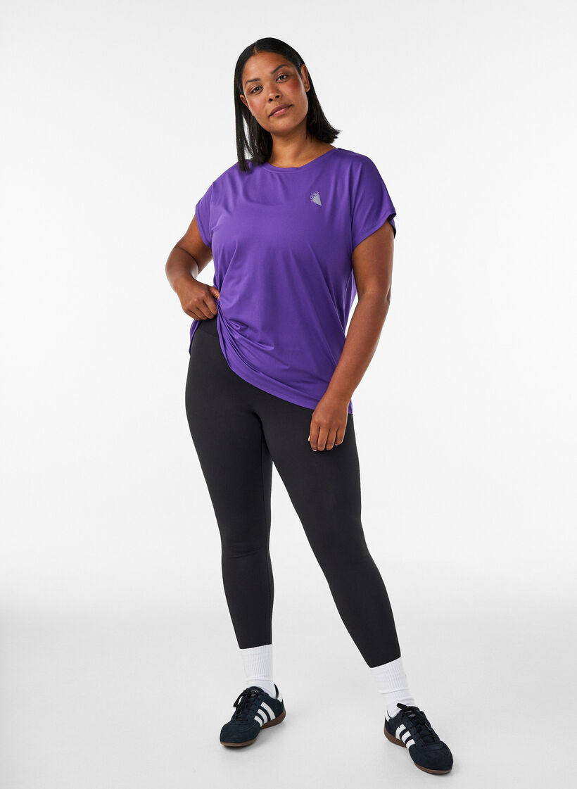 Yksiv&auml;rinen treeni-T-paita, Violetti, Model image number 1