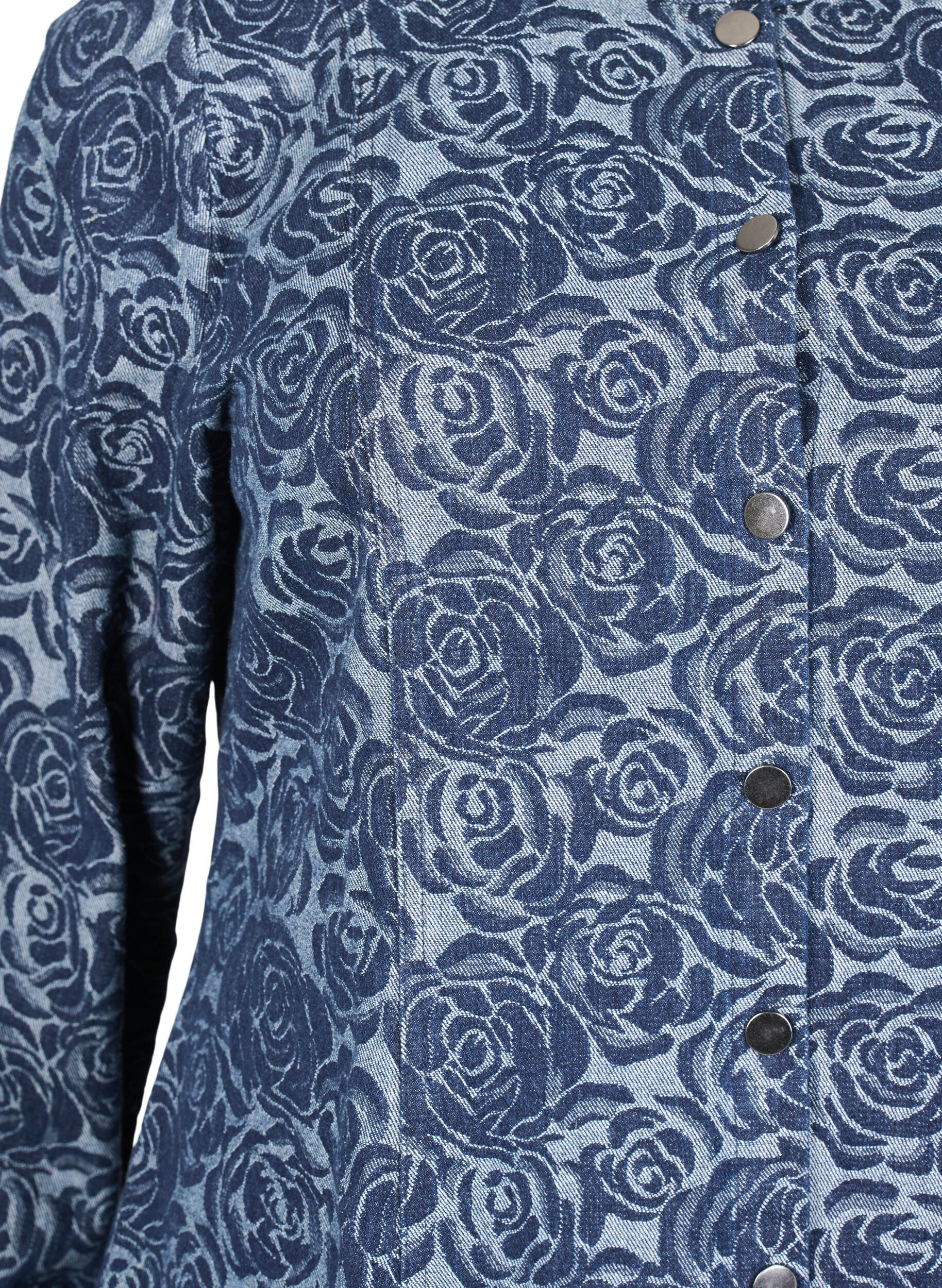 Zizzi Ruusukuvioinen farkkupaita, Denim Rose AOP, Packshot image number 2