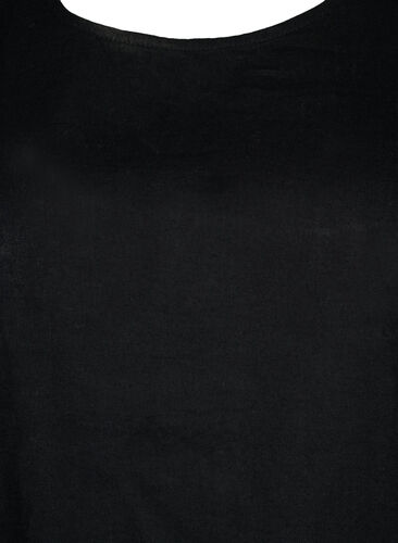 Lyhythihainen pusero puuvillasekoitteesta, jossa pellavaa, Black, Packshot image number 2