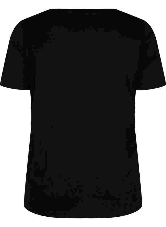Puuvillainen t-paita printilllä, Black Cyclamen LOVE, Packshot image number 1