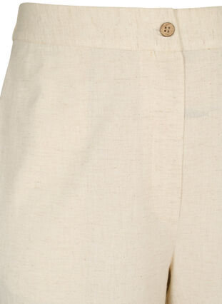 Korkeavyötäröiset housut puuvillasta ja pellavasta, Whitecap Gray, Packshot image number 2