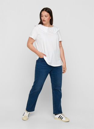 Lyhythihainen t-paita kauluksella, Bright White, Model image number 2