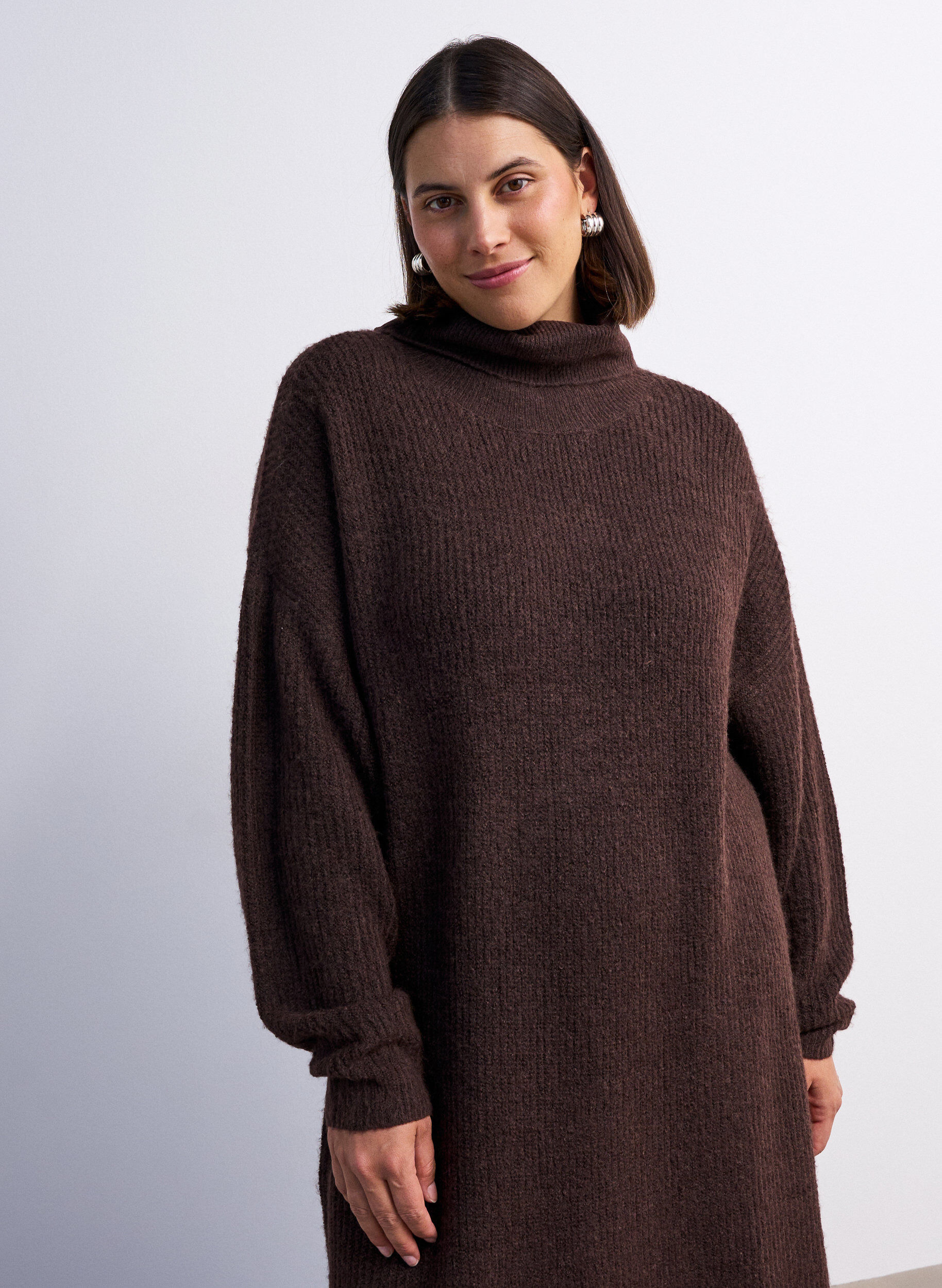 ZizziNeulemekko poolokauluksella, Ruskea, Model image number 3