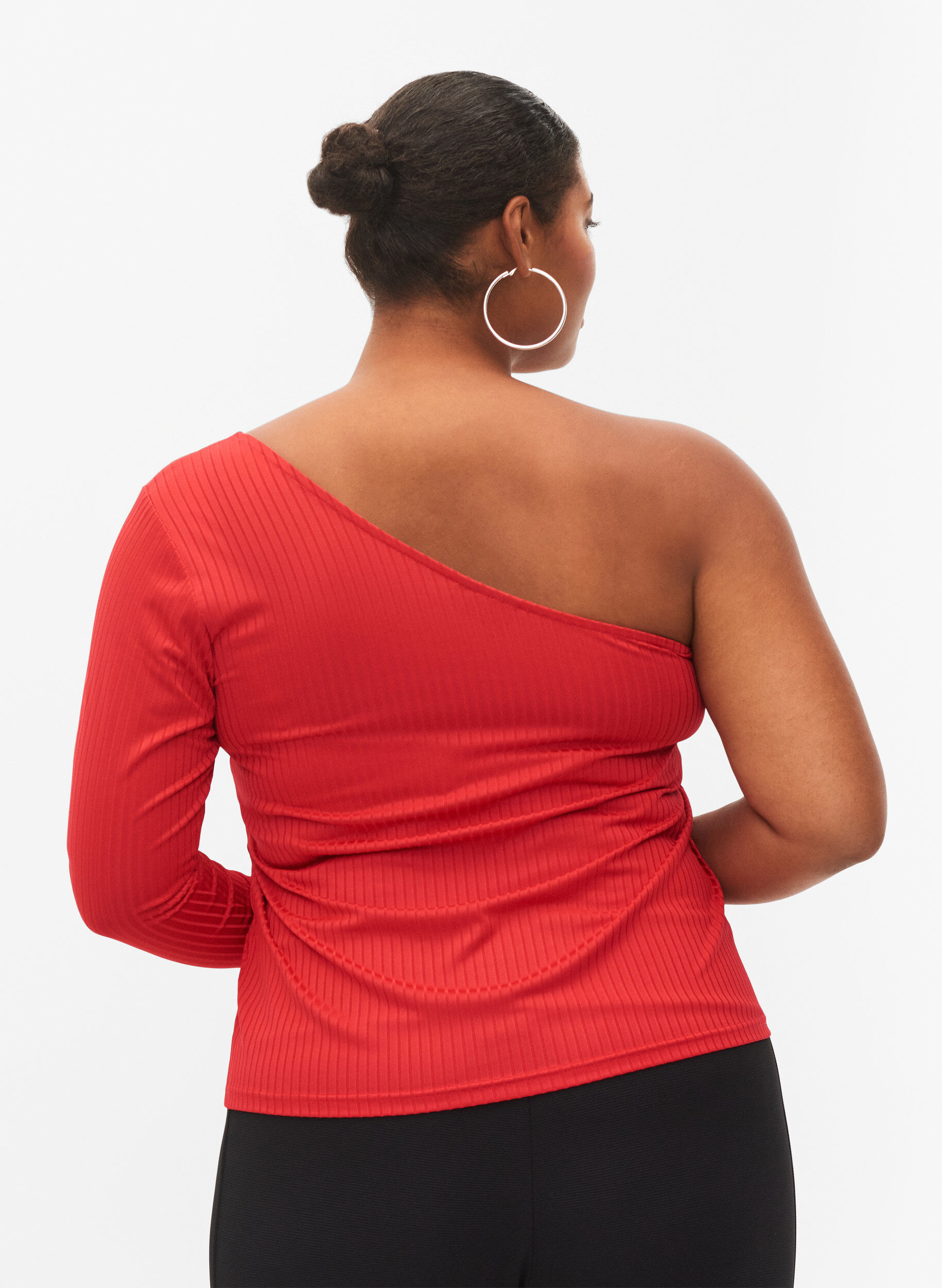 Zizzi One shoulder -pusero, Tango Red, Model image number 1