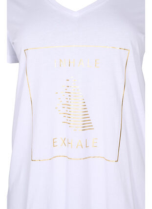 Puuvillainen t-paita treeniin painatuksella, White w. inhale logo, Packshot image number 2