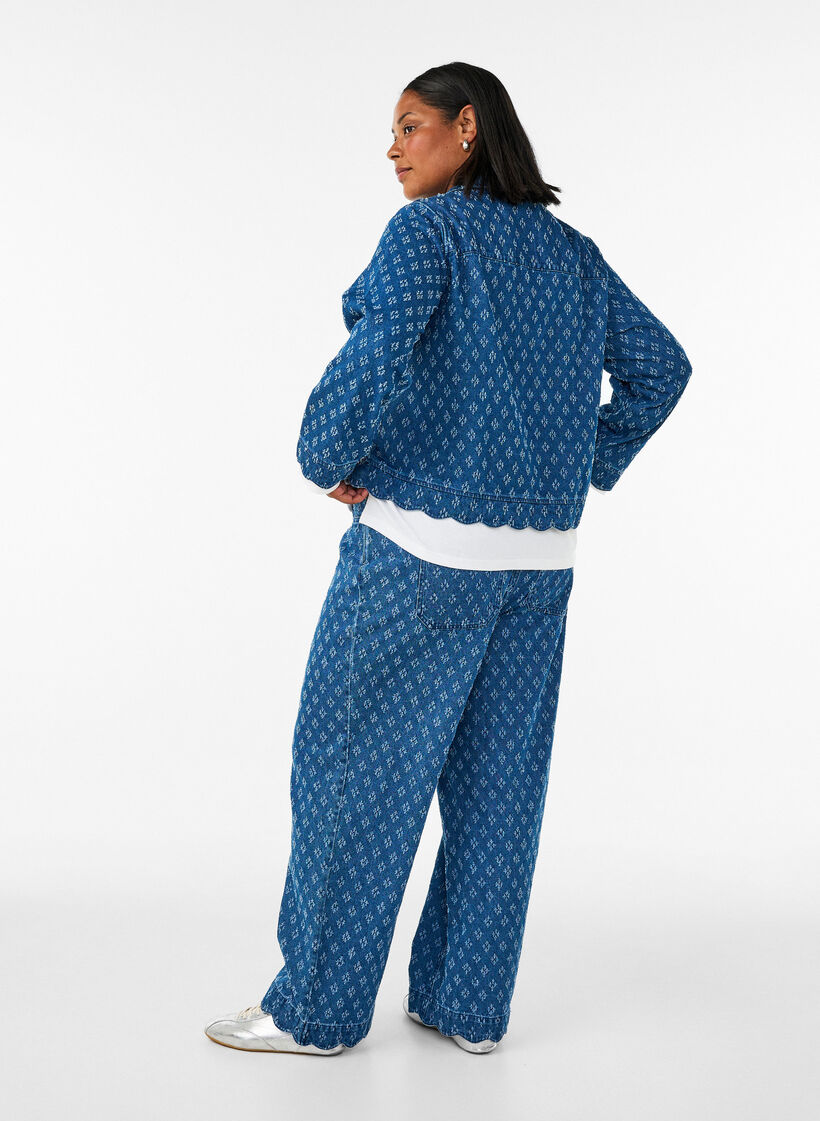 Myran leve&auml;lestiset farkut revityll&auml; kuosilla, Sininen, Model image number 1