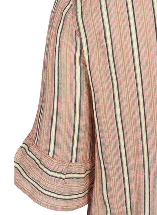 Raidallinen pusero 3/4 hihoilla ja smock- rypytyksellä, Rose Smoke stripe, Packshot image number 3