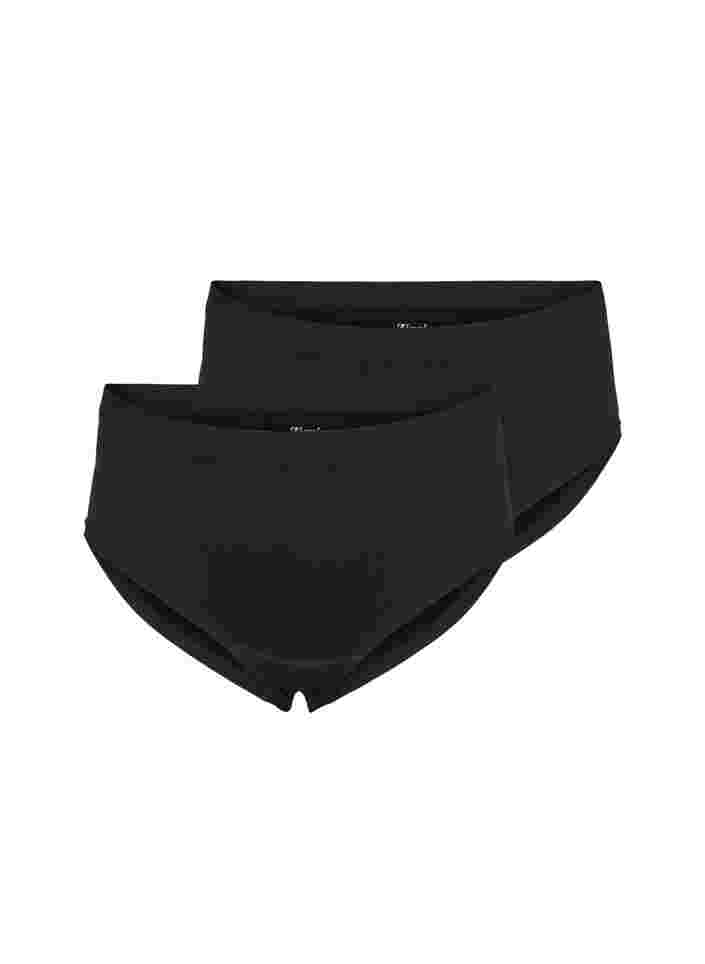 Hipsteralushousut 2-pack, normaali vyötärö, Black, Packshot image number 0