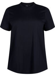 Puuvillainen perus-T-paita, jossa on py&ouml;re&auml; kaula-aukko, Musta