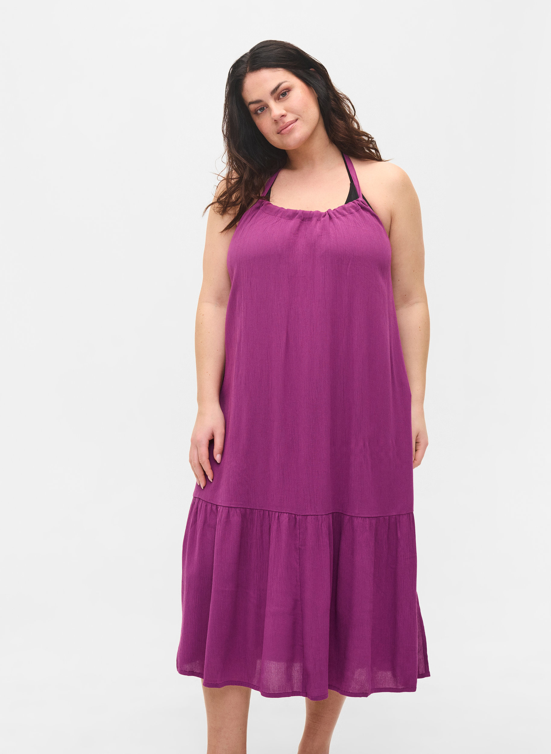 Pitkä rantamekko viskoosia, Dark Purple, Model