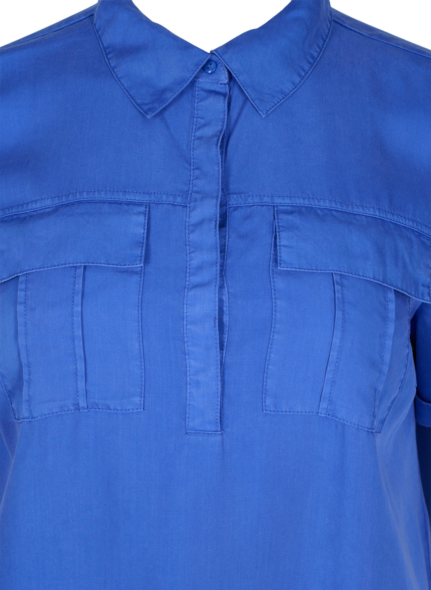 Lyhythihainen tunika kauluksella, Dazzling Blue, Packshot image number 2