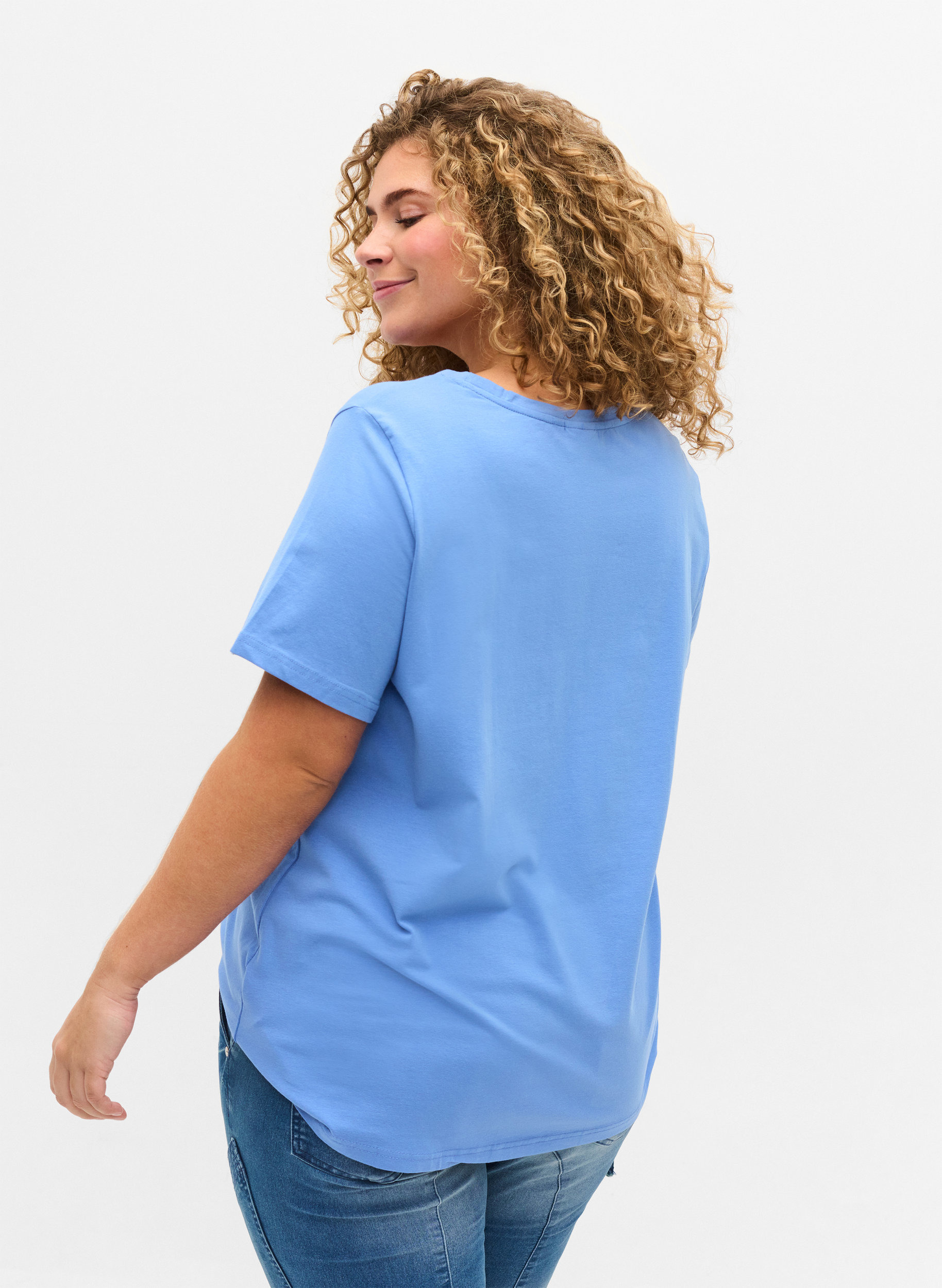 Lyhythihainen puuvillainen t-paita painatuksella, Ultramarine / N.Sky, Model image number 1