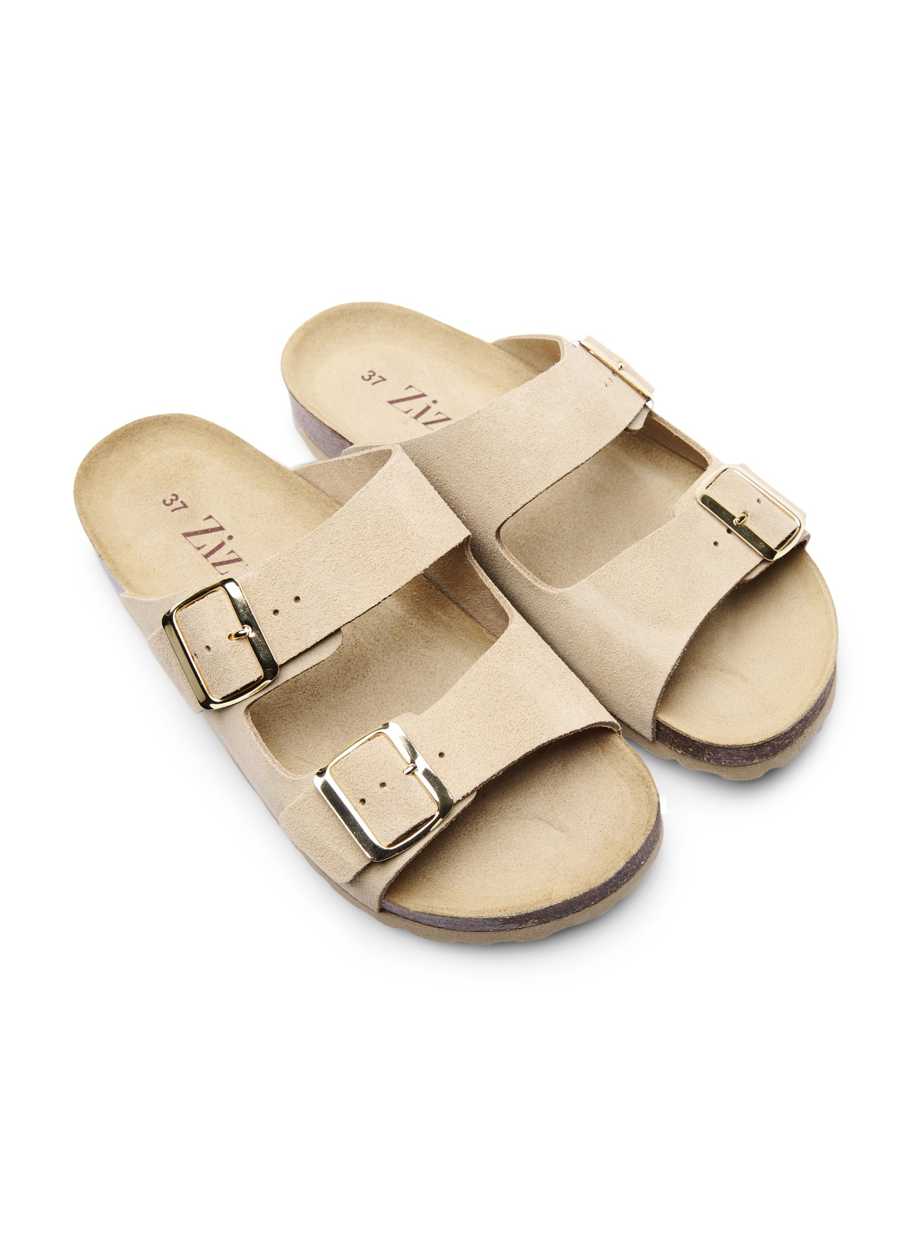 Mokkanahkaiset sandaalit leveässä mallissa, Almond, Packshot image number 1