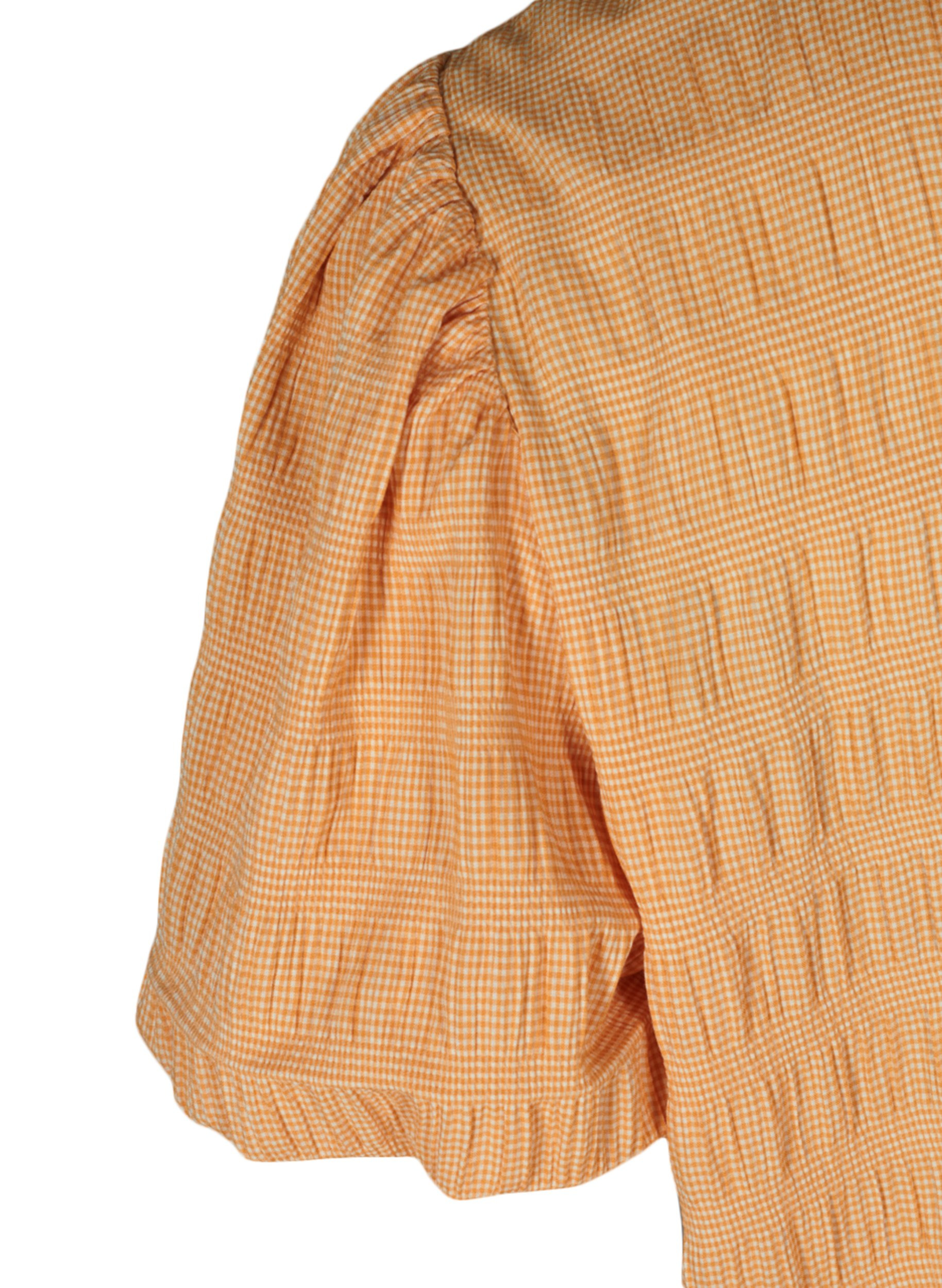 Ruudullinen pusero puhvihihoilla, Yellow Check, Packshot image number 3