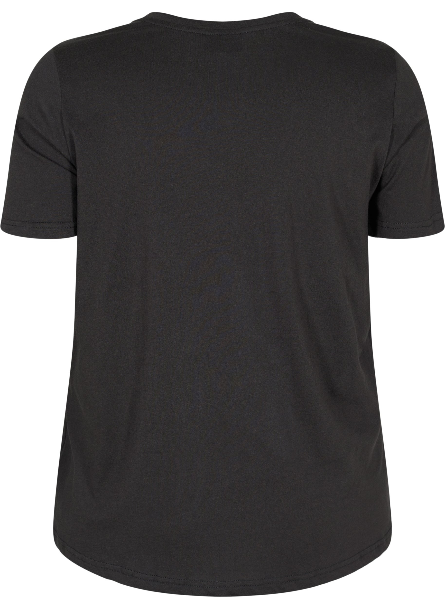 Lyhythihainen puuvillainen t-paita painatuksella, Black, Packshot image number 1