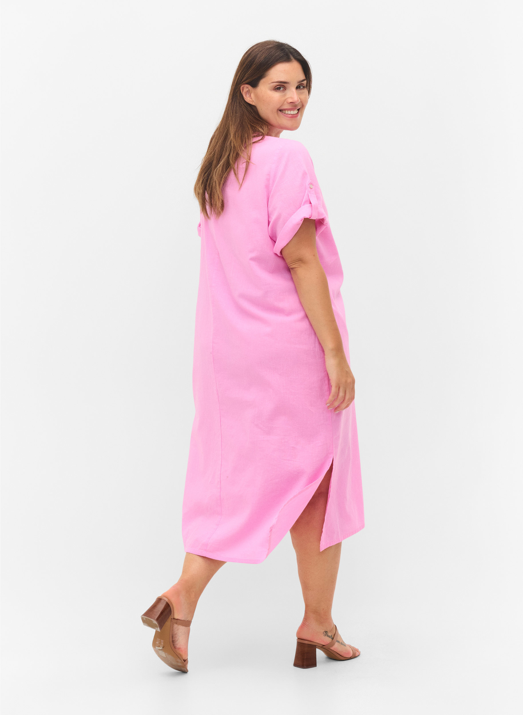 Pitkä paitamekko lyhyillä hihoilla, Begonia Pink, Model image number 1