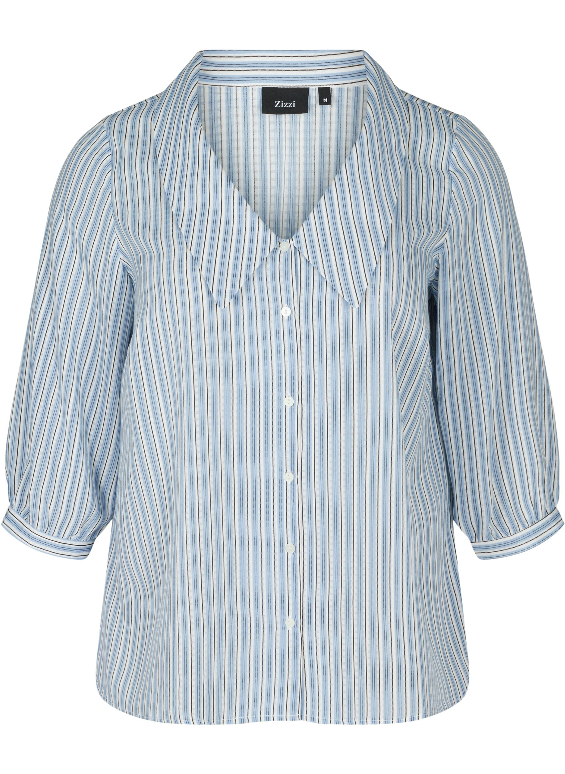 Raidallinen paitapusero suurella kauluksella , Light Blue Stripe, Packshot image number 0