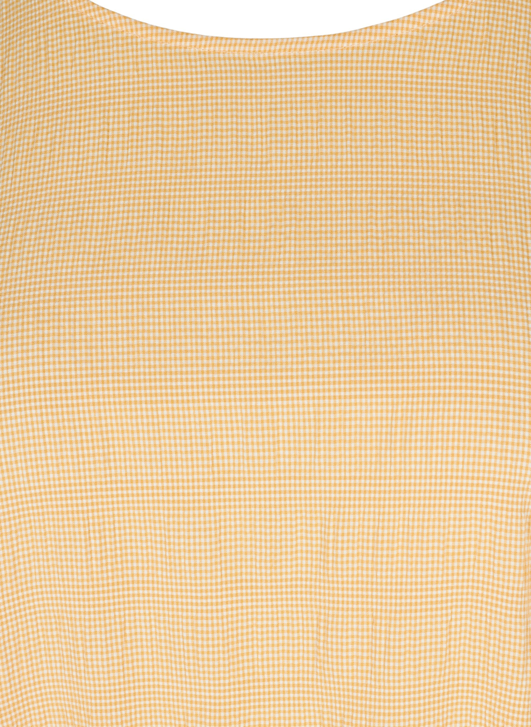 Ruudullinen pusero puhvihihoilla, Yellow Check, Packshot image number 2