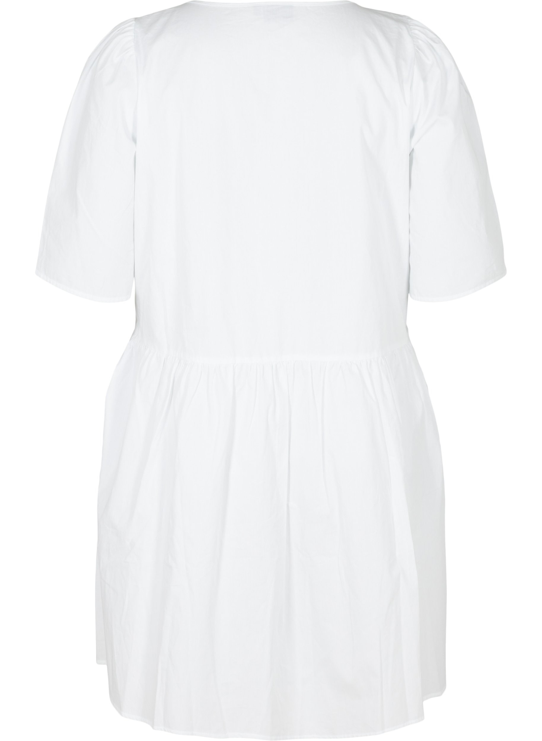 Puuvillainen paitamekko puhvihihoilla , Bright White, Packshot image number 1