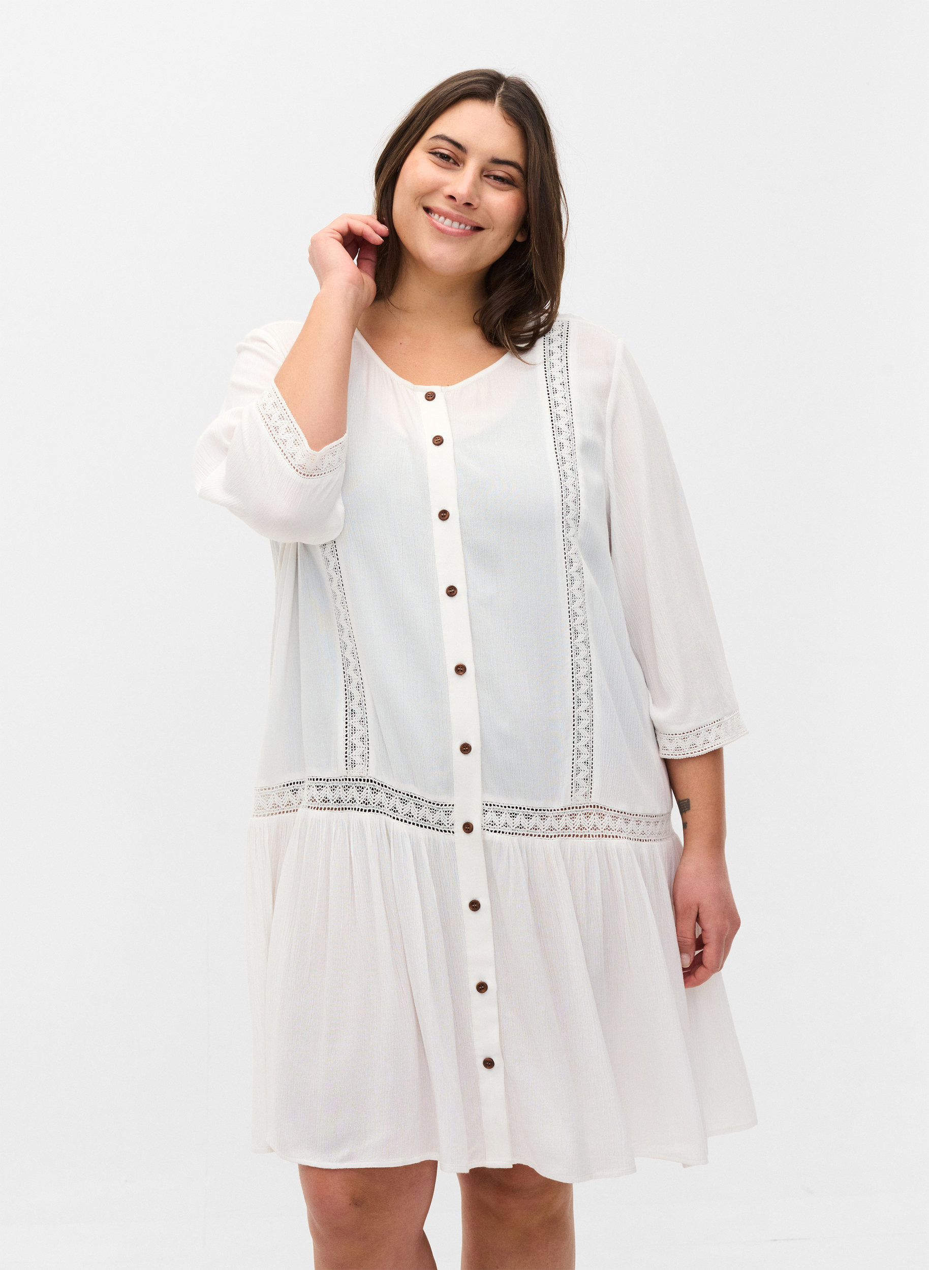 Viskoosinen rantamekko nappikiinnityksellä, Snow White, Model