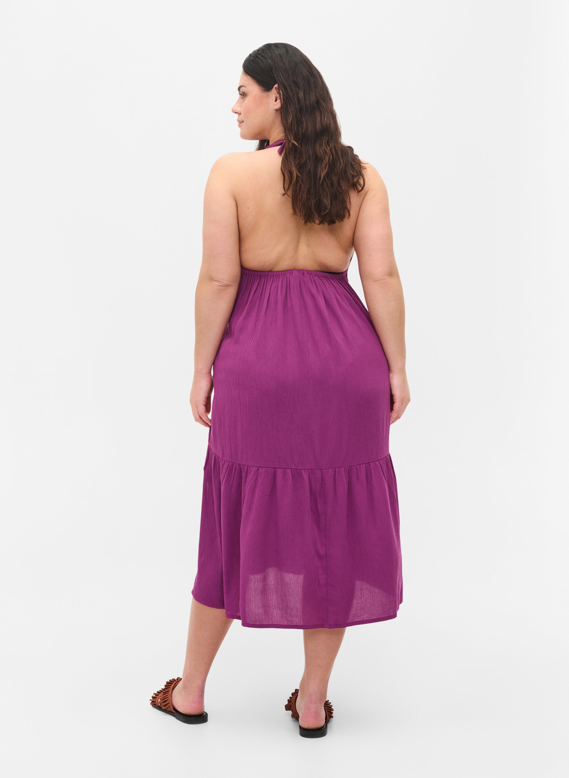 Pitkä rantamekko viskoosia, Dark Purple, Model