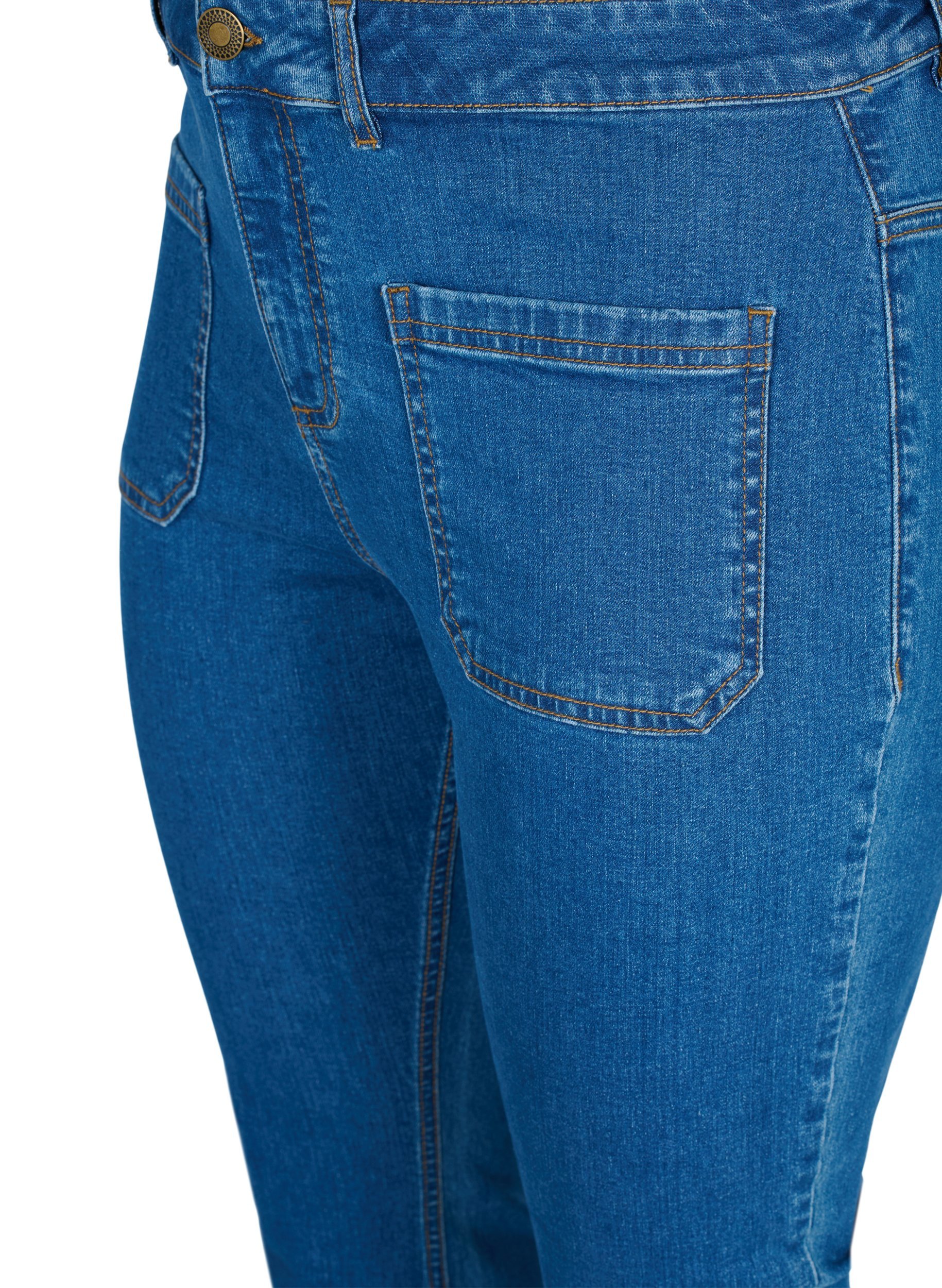 Ellen bootcut-farkut isoilla taskuilla, Blue denim, Packshot image number 2