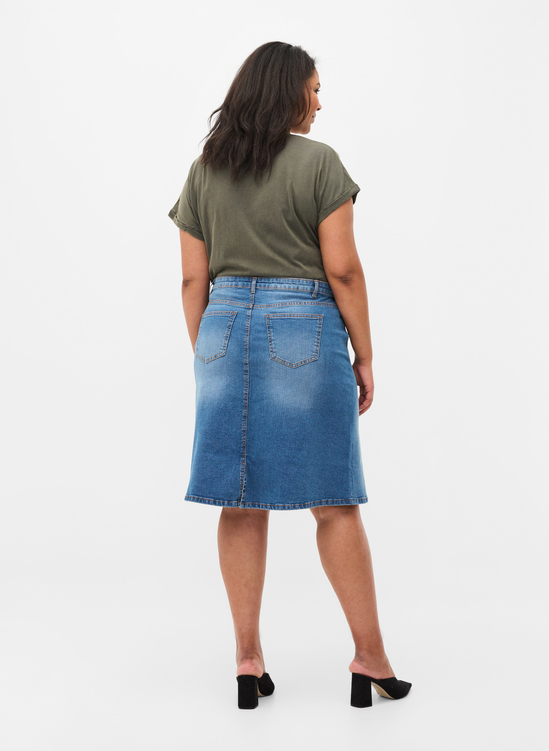 Midimittainen farkkuhame puuvillasta, Blue denim, Model