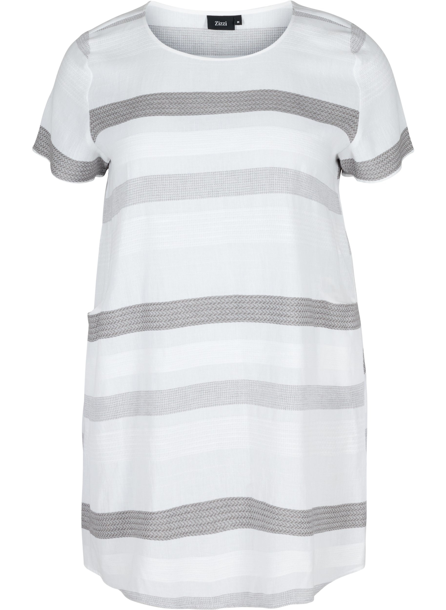 Raidallinen mekko lyhyillä hihoilla, White Stripe, Packshot image number 0