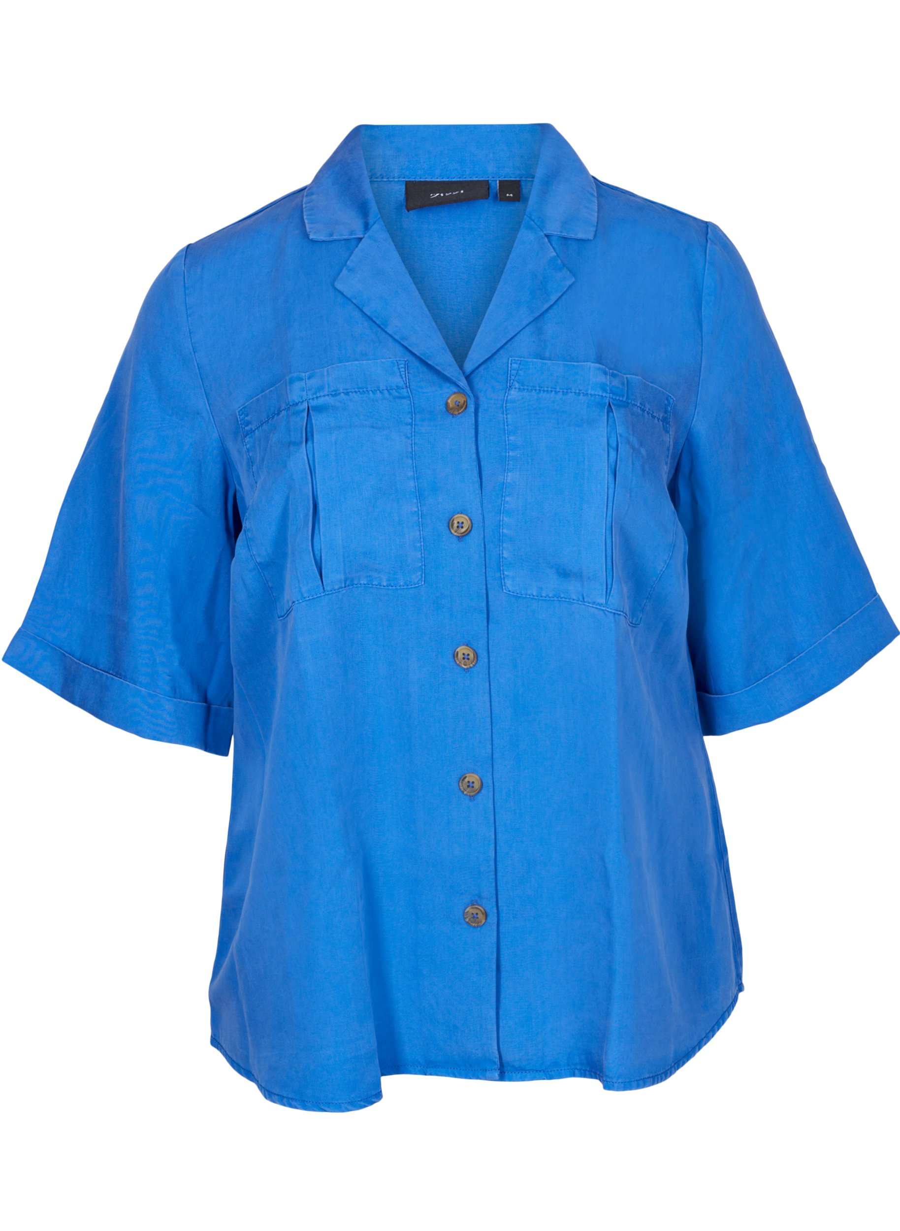 Lyhythihainen paita rintataskuilla, Dazzling Blue, Packshot image number 0