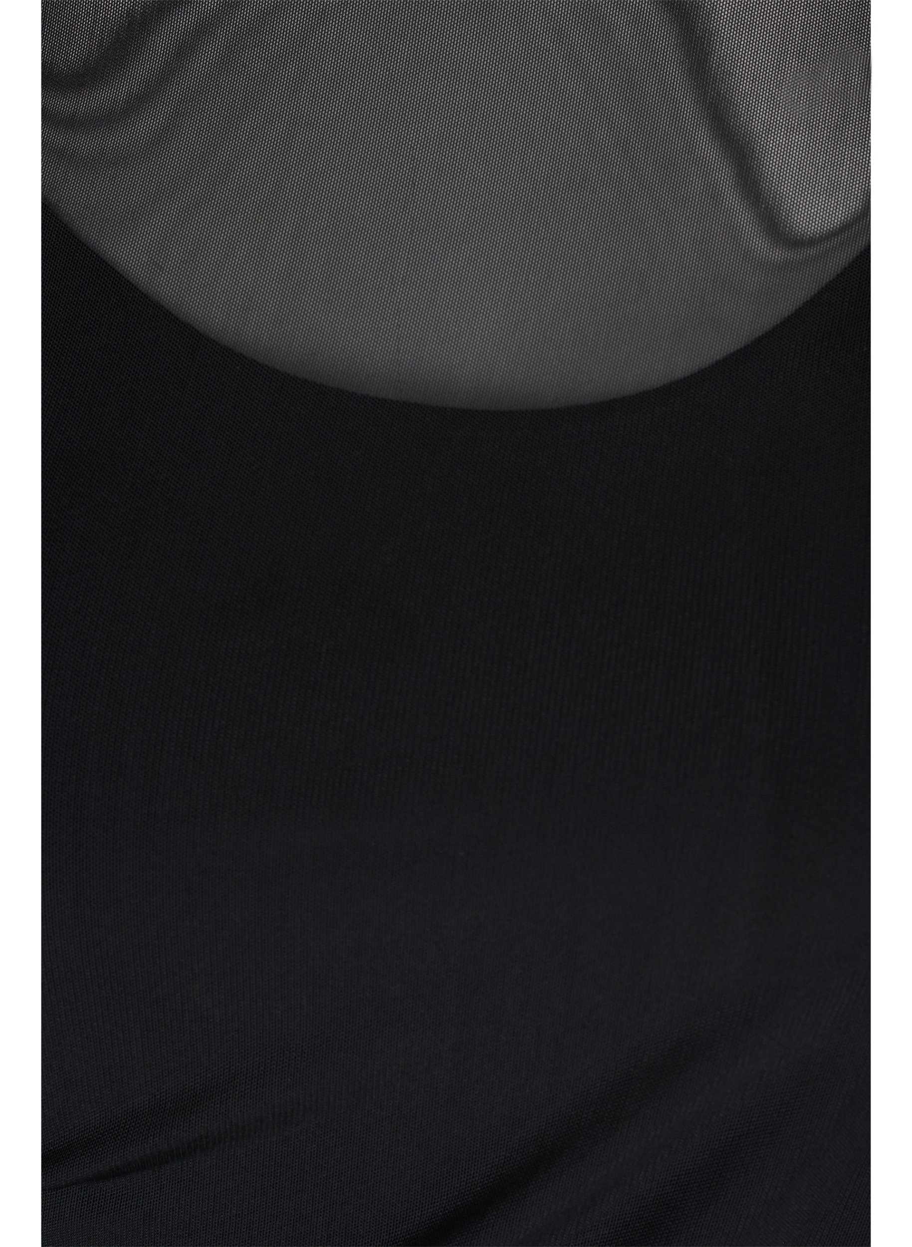Tyköistuva mekko mesh-kankaasta 3/4-hihoilla, Black, Packshot image number 2