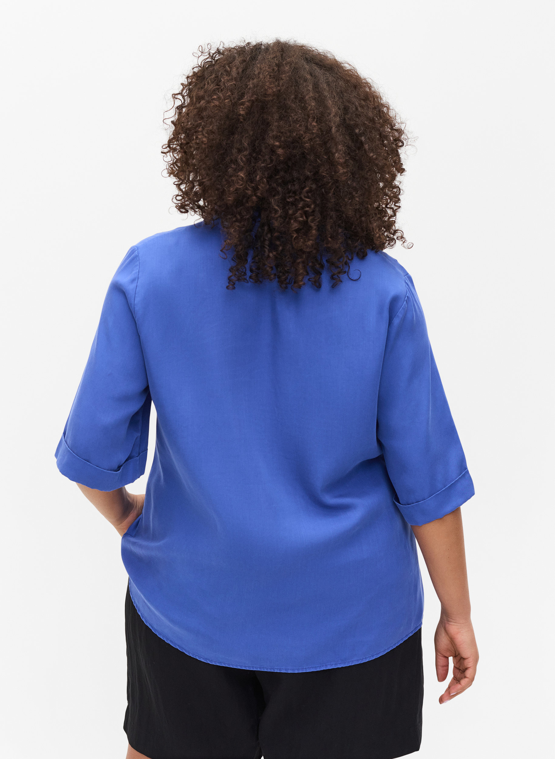 Lyhythihainen paita rintataskuilla, Dazzling Blue, Model image number 1