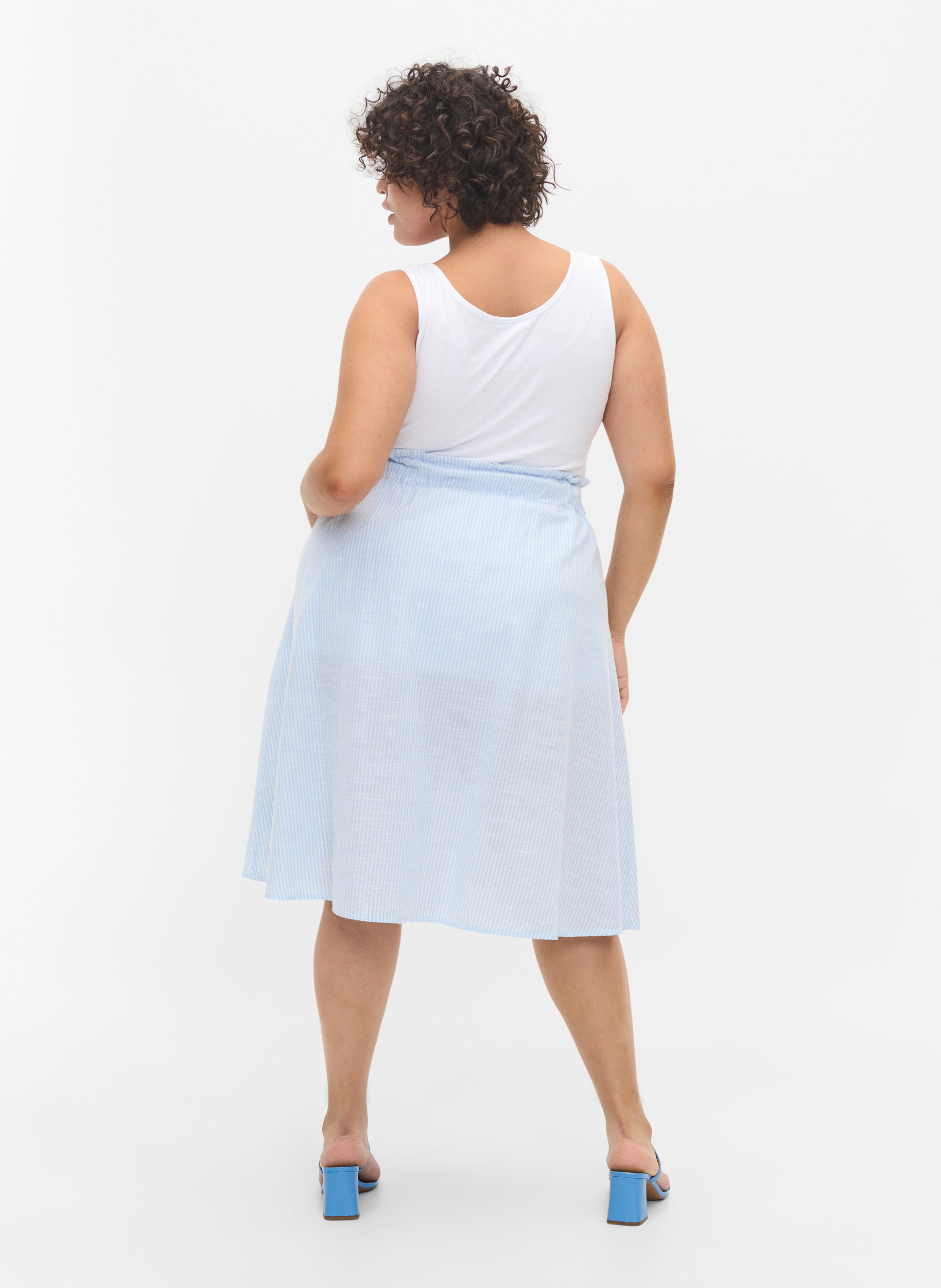 Raidallinen puuvillahame taskuilla, Blue Bell Stripe, Model