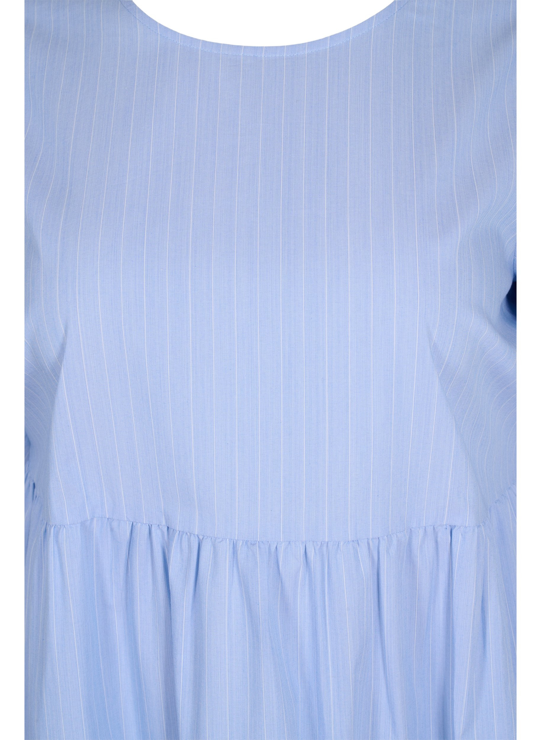 Raidallinen mekko lyhyillä puhvihihoilla, Blue As Sample, Packshot image number 2