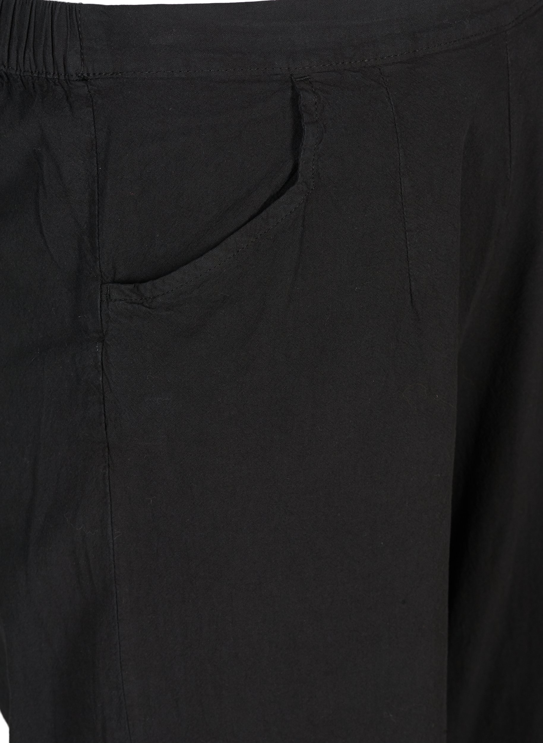 Väljät culottes-housut puuvillasta , Black, Packshot image number 2