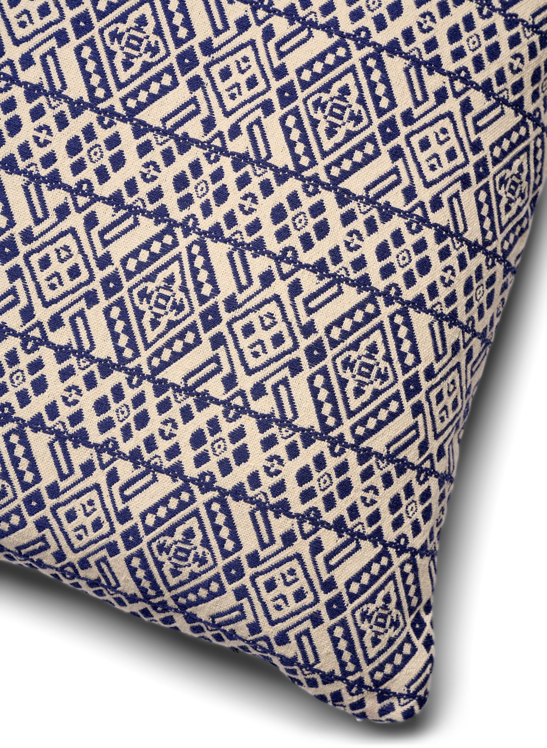 Tyynynpäällinen jaquard-kuosilla, Dark Blue/White, Packshot image number 2